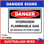 DANGER SIGN - DS-086 - HYDROGEN FLAMMABLE GAS NO SMOKING OR OPEN FLAMES